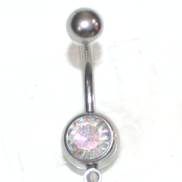 Dangly rainbow crystal Belly Button Ring - Picture 7 of 8
